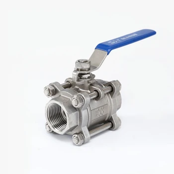 Professional Valve Manufacturer NPT Threaded Connection Stainless Steel 3-Piece Ball Valve ANSI 316 Marking Manual Handle Lock