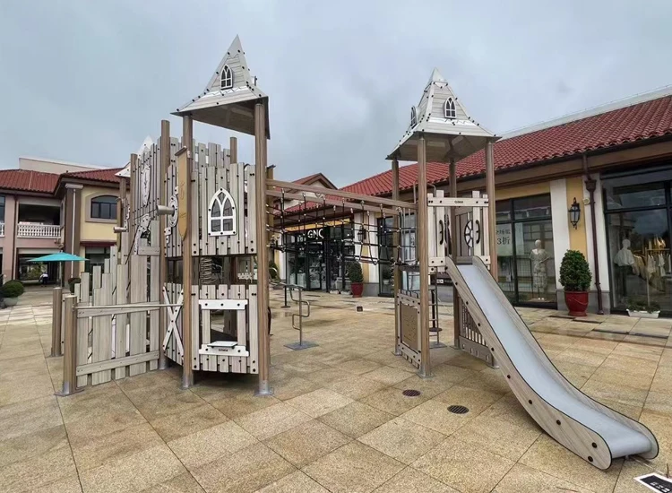 2025 Customized Outdoor Kids Playhouse with Jungle Climbing Plastic Slide Set Children's Fun Play Equipment