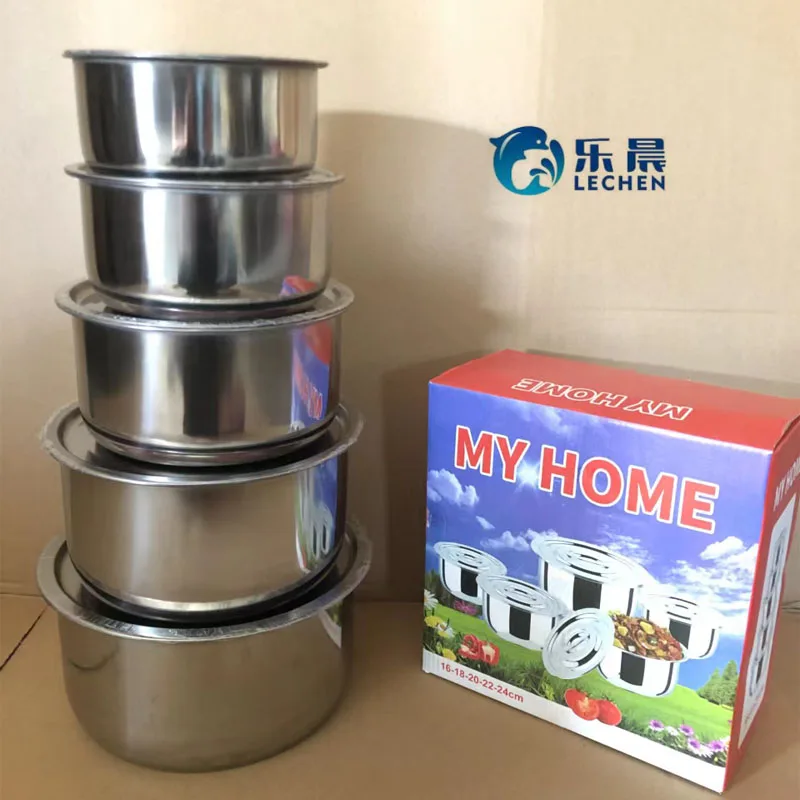 5pcs Food Grade Stainless Steel Pot Set High Grade Practical Soup Pot  Cooking Pots Set Creative