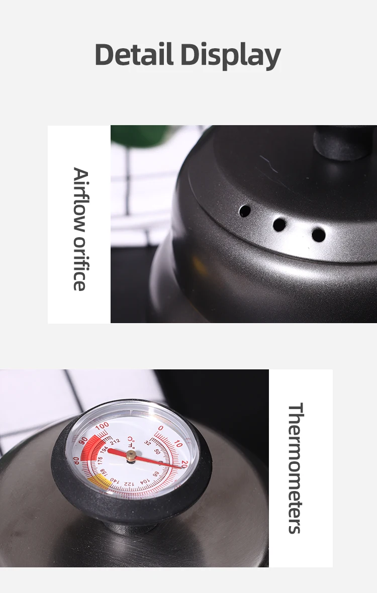 2023 new designer SUS 201 family big capacity party 1200ml temperature test thermometer flask coffee kettle pot stainless steel