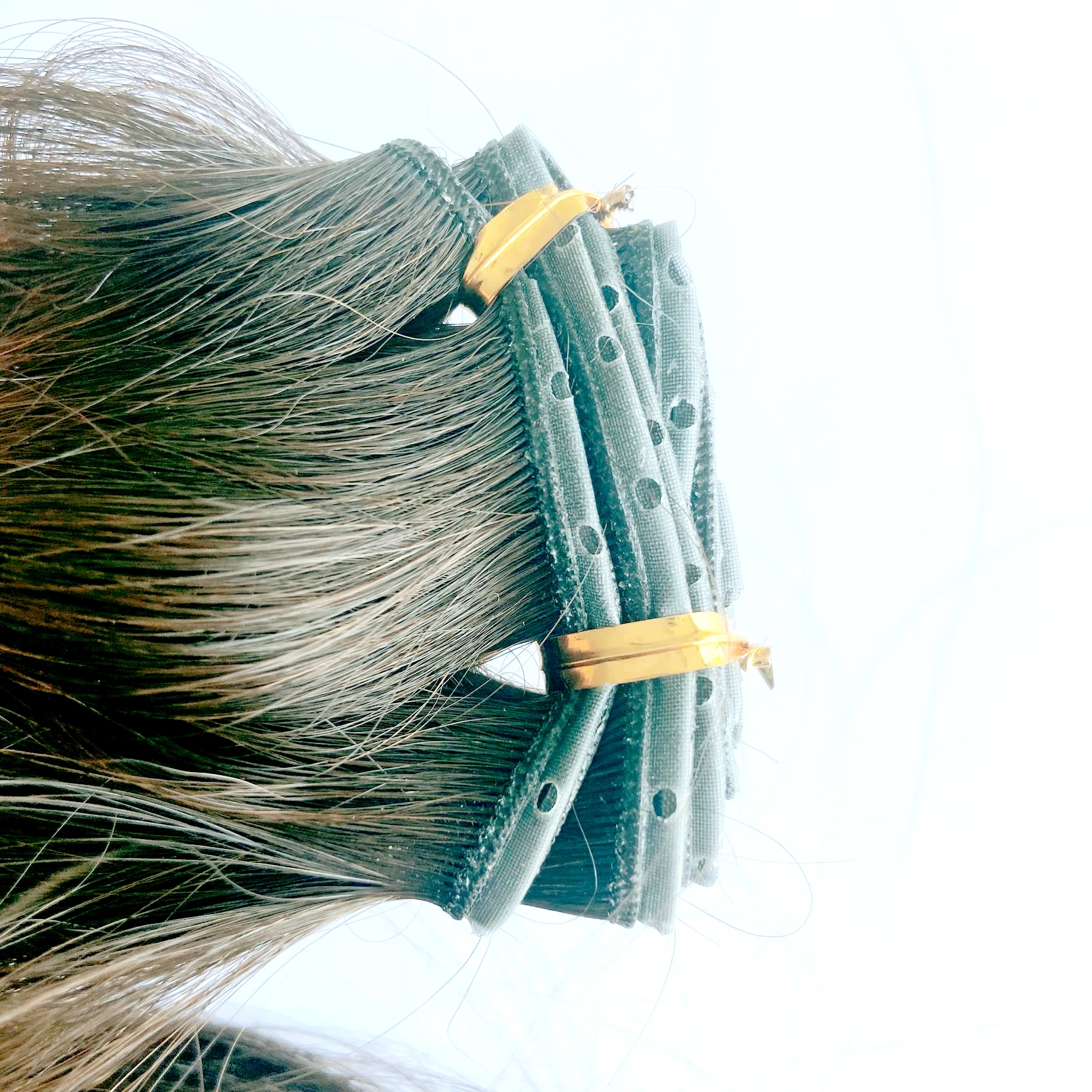 Nature Brown Color Double Layer Genius Weft Hair Extensions Twin Tab Extensions Weft with Hole