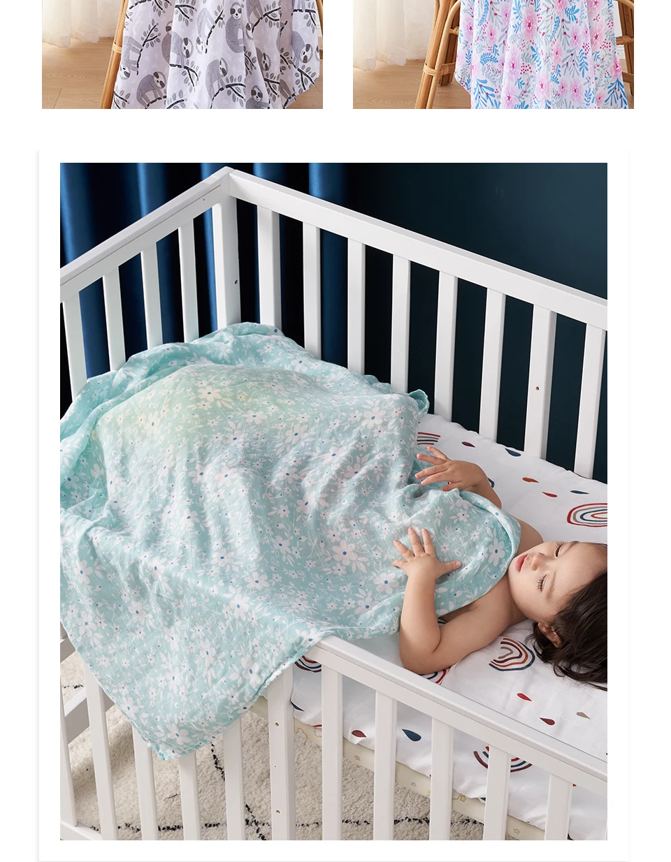 Elinfant Bamboo Cotton Swaddle Receiving Blanket Bamboo Cotton