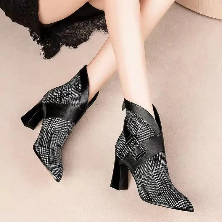 Autumn And Winter New Style Short Boots Women's Fashion Thick Heel High ...