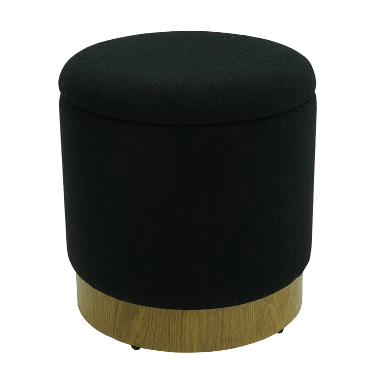 Round Ottoman with Storage Set Velvet Storage Ottoman Stool for Living Room Vanity Stool Dressing Table Stool