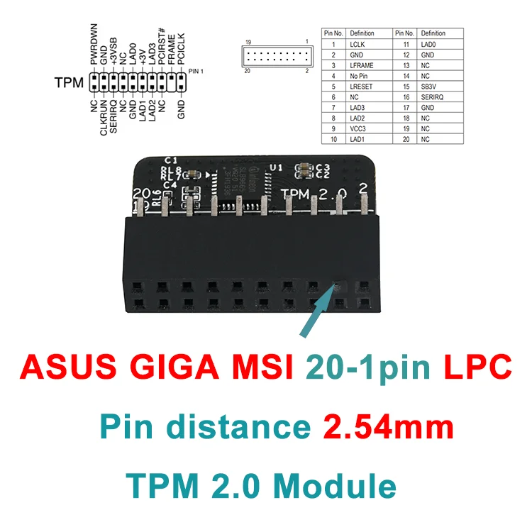 Tpm Module Pinout Customize TPM 2.0 Encrypted Module Board for PC - 10/12/14/18/20 Pin ...
