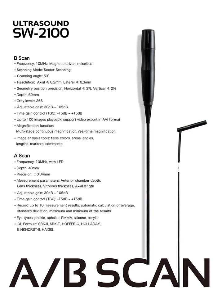 SW-2100 China ophthalmic equipment ultrasound a AB ecobiometry scanner ophthalmology AB Scan