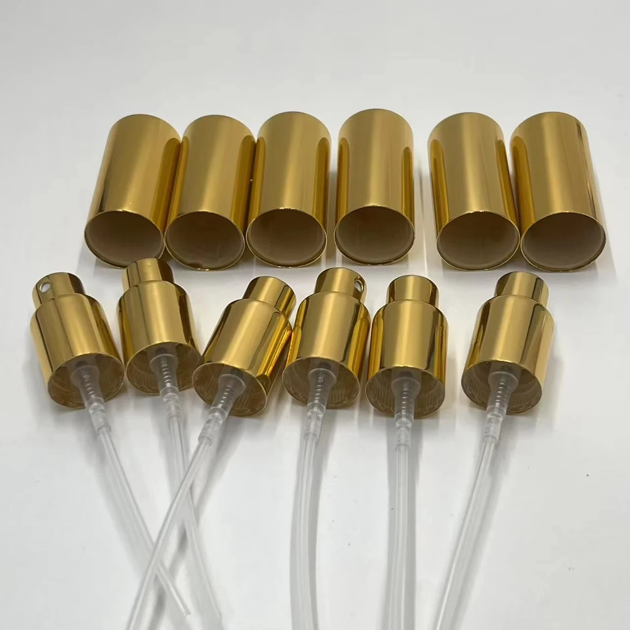 18/410 Aluminum Fine Mist Luxury Gold Spray Pump Perfume Crimp Bottle Stopper Iron Metal for Personal Care Aluminum-Plastic