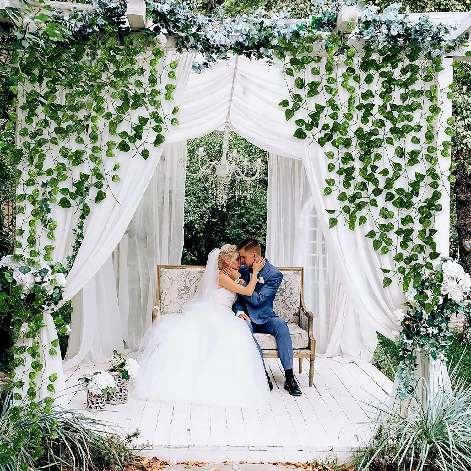 Artificial Ivy Greenery Garland Fake Vines Hanging Plants Backdrop Bedroom Wall Decor Jungle Theme Party Wedding Green Leaves