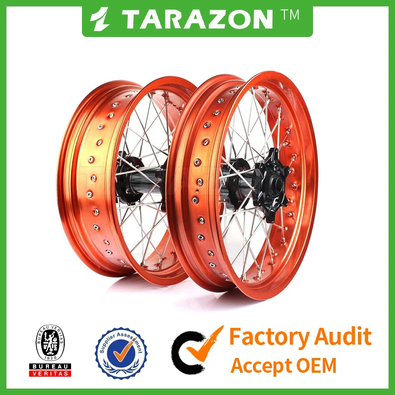High Performance Custom Sizes Motorcycle Supermoto Aluminum Alloy Wheel Spoke Rims Set for Honda Kawasaki Yamaha Suzuki KTM