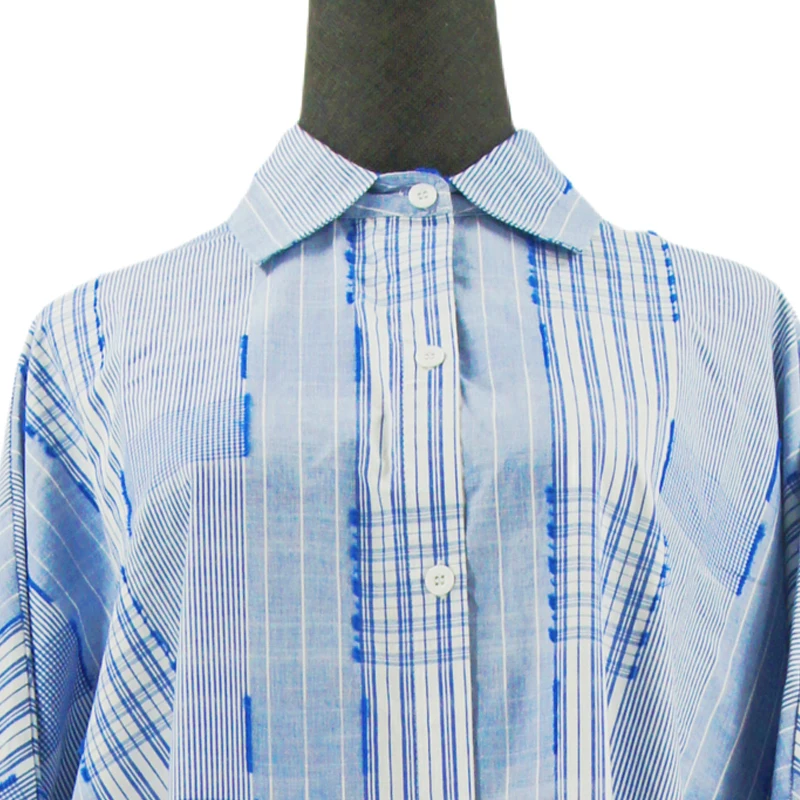 New Cotton Striped Cardigan Loose Large Size Elegant Business Casual Irregular Dress