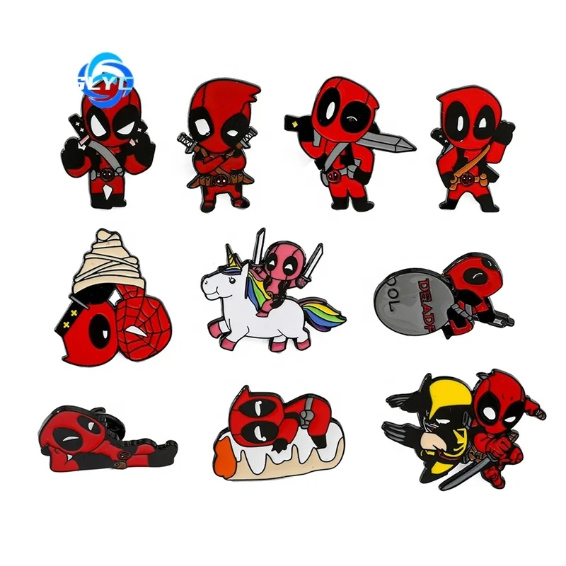 Movie characters Creative Cutie Deadpool and Wolverine metal brooches adorn badges Drop oil alloy pin accessories