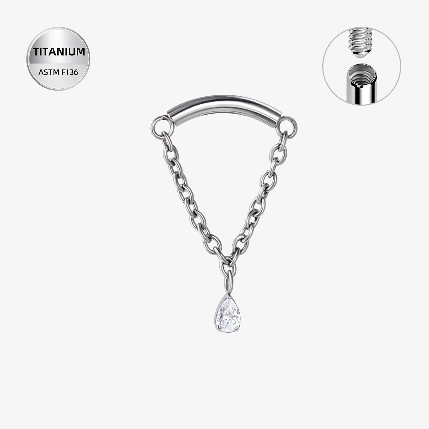 Implant G23 Titanium Chain Threaded Ends Ear Piercing Helix Daith Cartilage Wholesale Body Jewelry