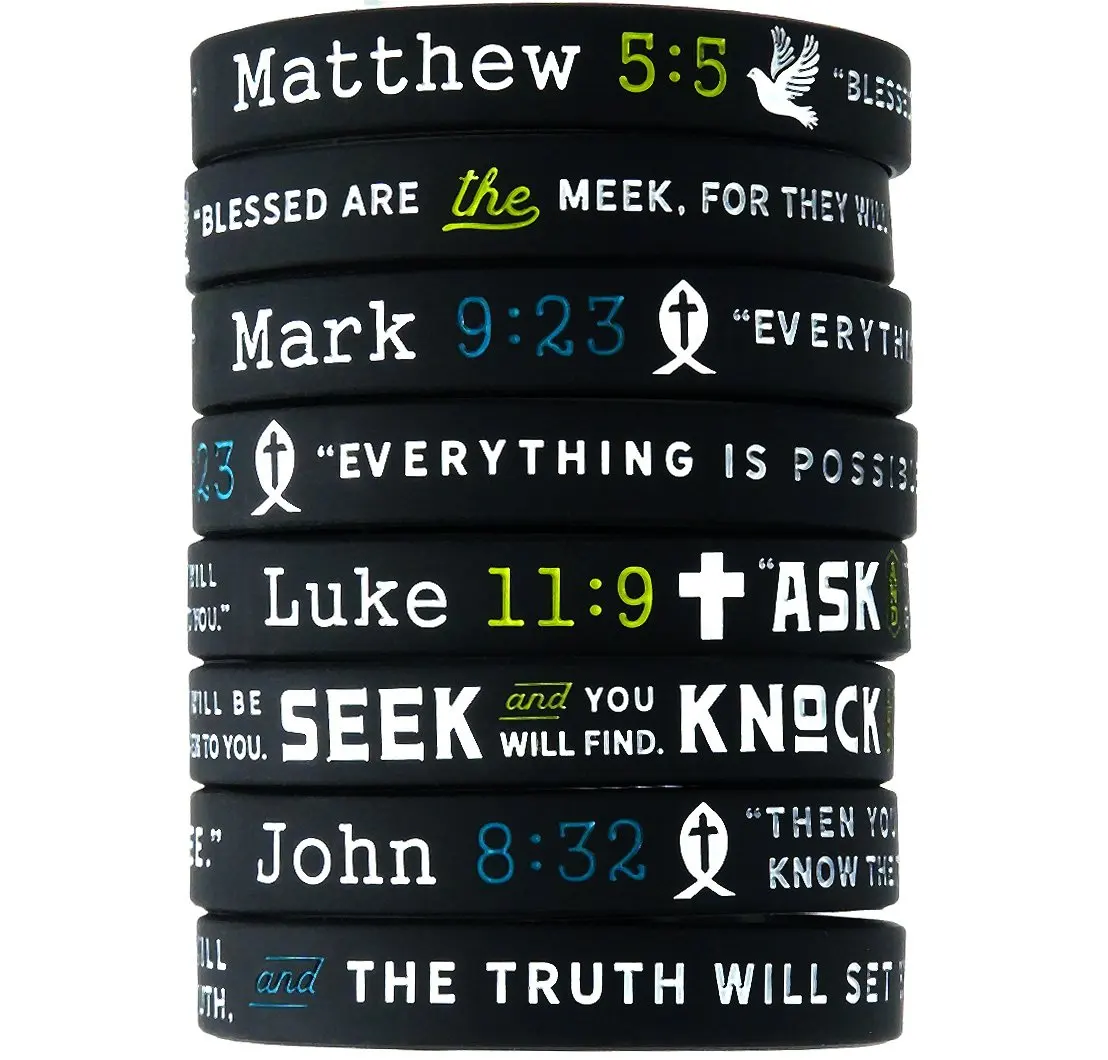 Sainstone Power of Faith Baseball Bible Silicone Bracelets with  Inspirational Scriptures Philippians 4:13, Jeremiah 29:11, Isaiah 41:10,  Motivational