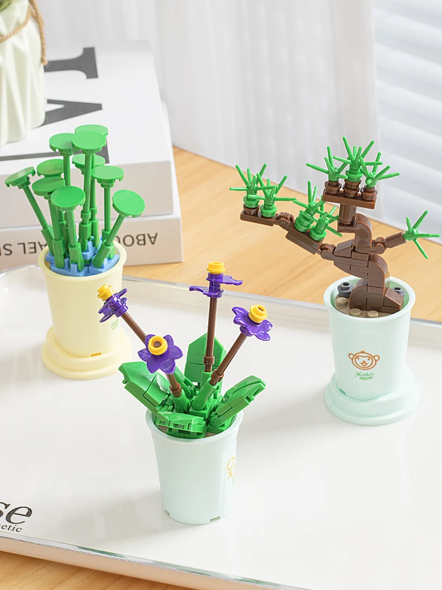 Creative DIY Bouquet Mini Building Block Brick Sets Toys