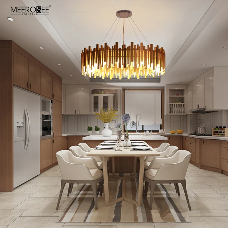 Meerosee Metal Light for Restaurant Gold Color Modern Chandelier and Lights MD86765