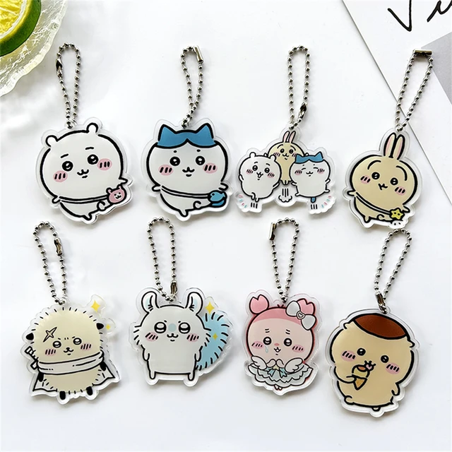 Kawaii Usagi Hachiware Chiikawa Cute Acrylic Keyring 5CM Self-mocking Bear Keychain Pendant Bag Accessories Girls Boys Gifts