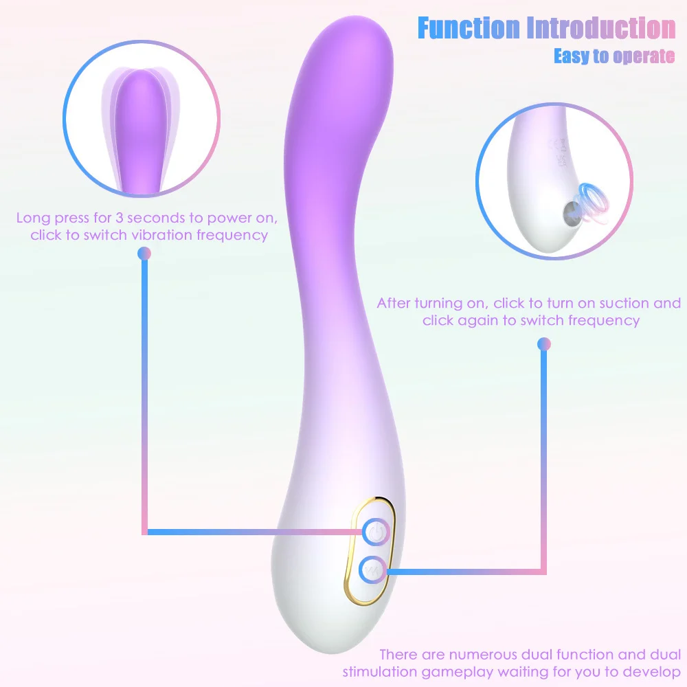Gradient Color Girls Fashion Vibrating Wand 10 Function Modes for Women Pussy Massage Sucking Vibrators