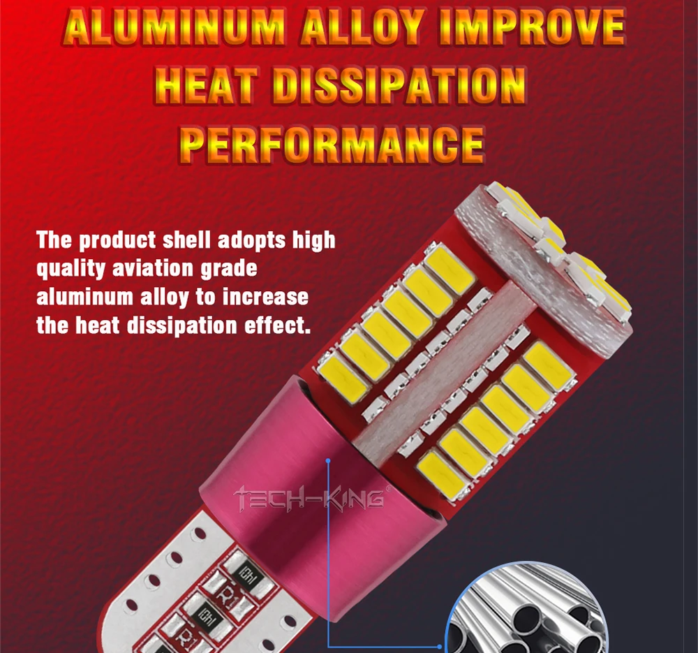 TECH-KING Hot Sale T10 3014 57smd Without Polarity High Power Reading Light Width Lamp Led Bulb DC12V W5w 194 168 Car Small Bulb