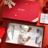 Xi movió Tian Yan -2 tazas y 2 platos de "tarjeta de felicitación de caja de regalo" A27