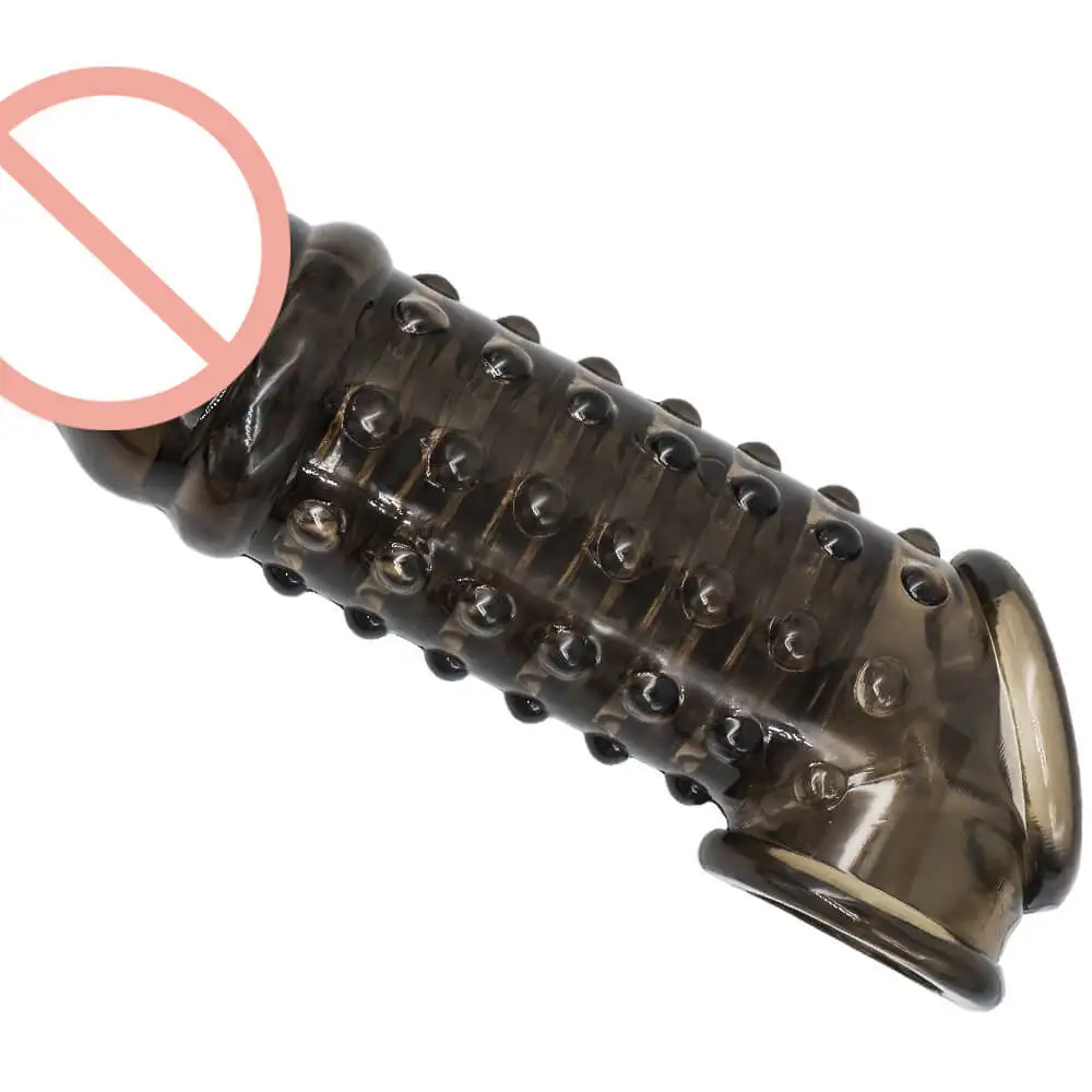 Wholesale  Elastic Reusable Condoms for Men Soft Silicone Penis Extender Sleeve Penis Extension for Man Sex Toys