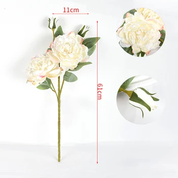 Decorative Real Touch Peony Artificial Flowers Single Bulk Silk White Peony Real Touch Flower Artificial For Wedding Decor