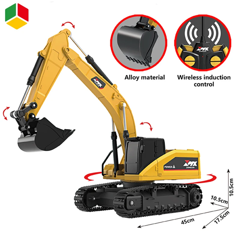 QS Hot Sale Remote Control Truck Toy 5CH Alloy Engineering Excavator Rc  Construction Vehicle Toy With Sound Light