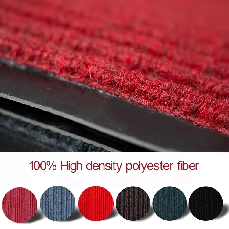 Entrance polyester Striped pvc double ribs door mat supplier