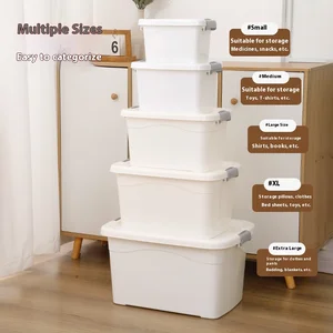 Modern Design Large Capacity Household Plastic Storage Box with Cream Wind Style PP Material for Clothes Lid for Desktop Storage