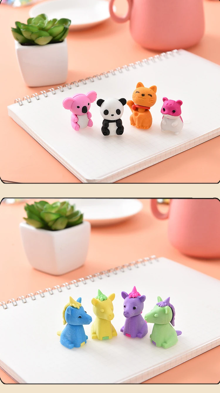 Сумка на Молнии Kawaii 3D ластик детский стационарный набор резиновый подарок коала утка тигр панда единорог лошадь