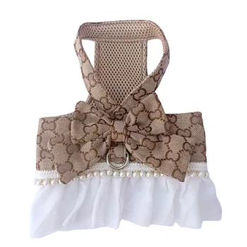 Luxury jewelry teacup dog vest dress harness princess dogs leads vests wholesale custom designer brand