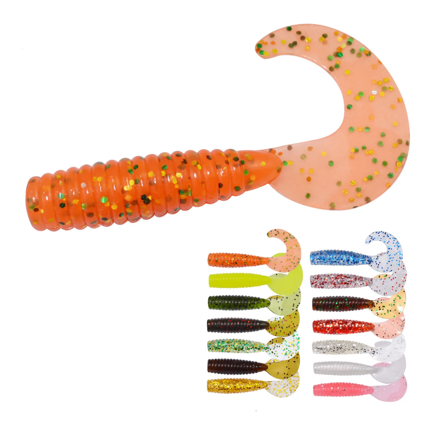 cute fish with hook cartoon cute fish with a worm on a hook - Stock Illustration [98757881]