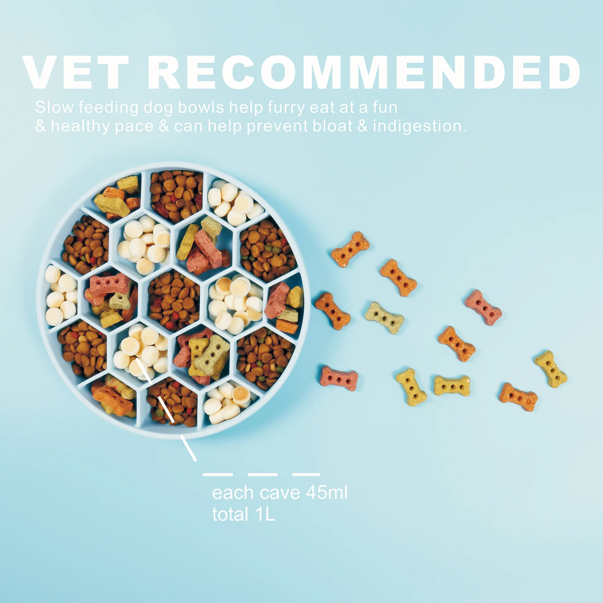 Pet Slow Feeding Bowl, Dog Anti-Choking Single Bowl, Non-Slip Silicone Suction Cup Honeycomb Slow Feeding Dog Bowl Food Plate factory