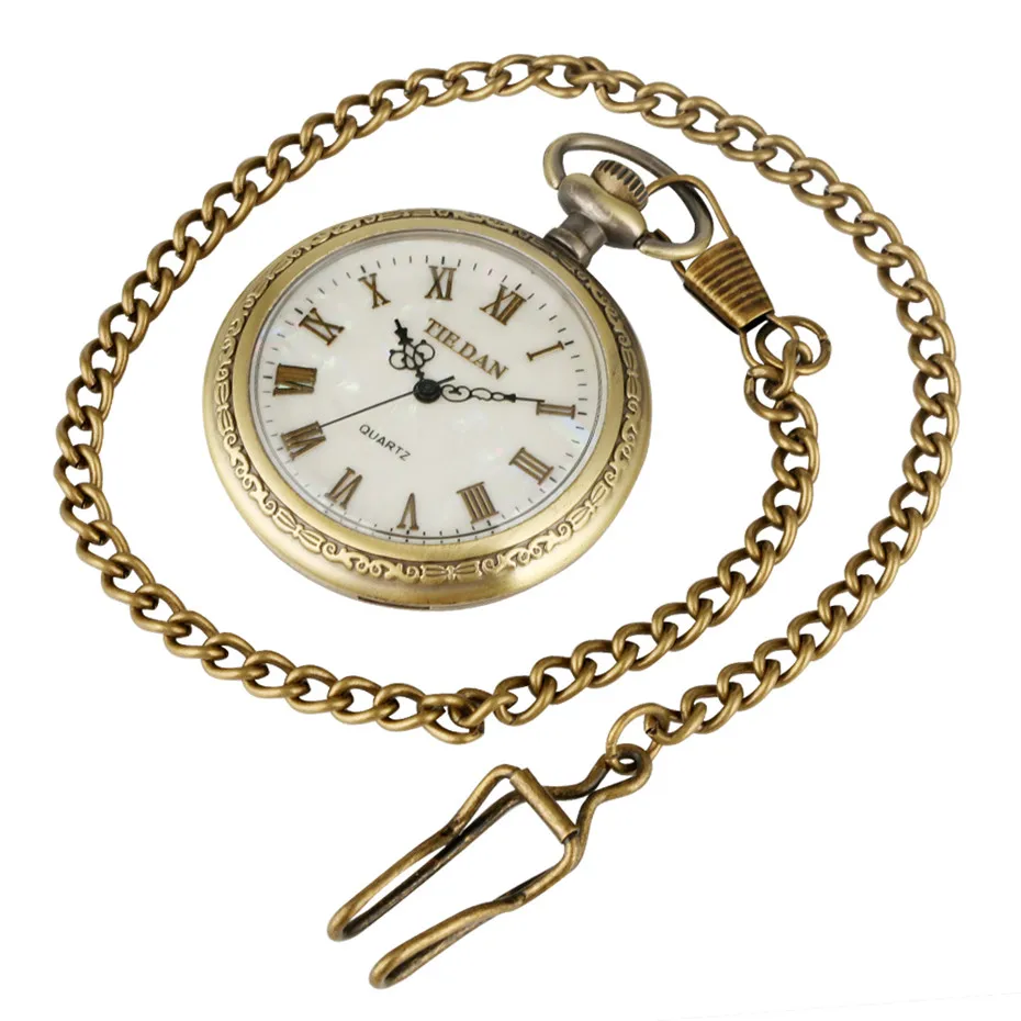 Orologio Da Tasca Al Quarzo Unisex Con Numeri Romani E Catena 80cm - Modello P4705-1 - Foto 4