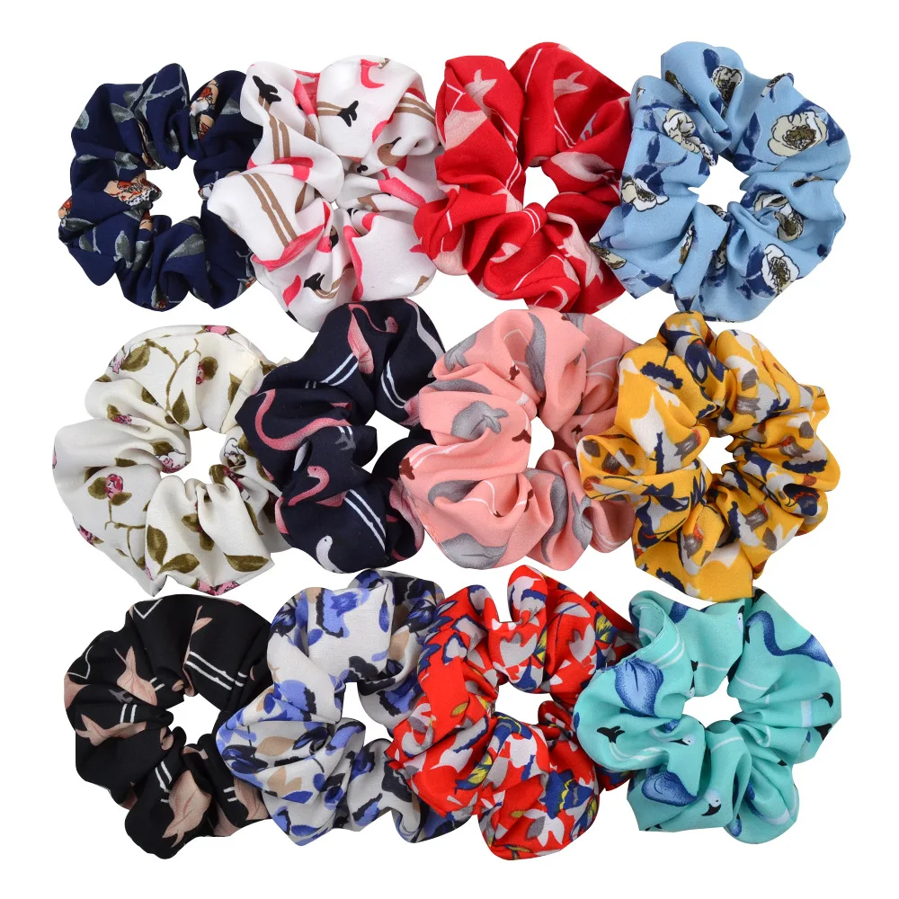 Korean Flower Crystal hair band rope Ponytail Holder Scrunchie For Girl 