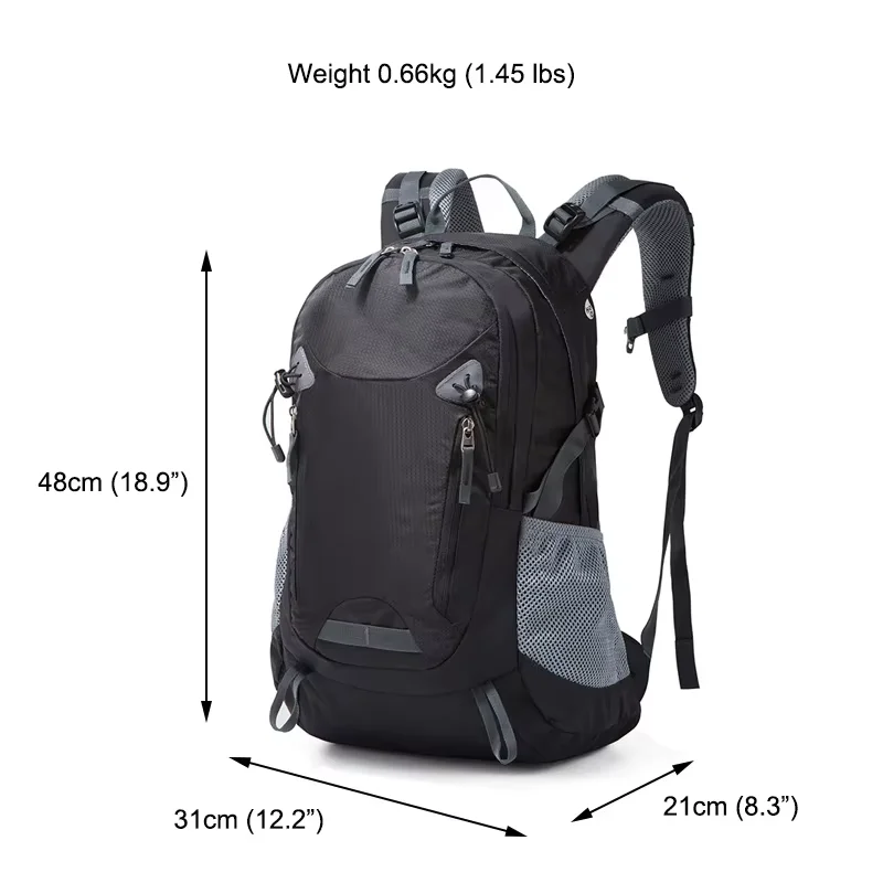 Wholesale 35L Custom Nylon Outdoor Camping Travel Backpack Waterproof Sports Leisure Computer Bag Zipper Closure Anti-Theft