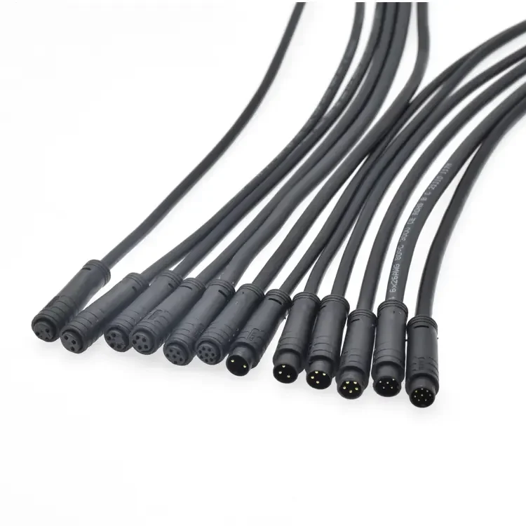 M8 Circular Connector 2-8 Pin Waterproof IP67 Ebike Motor Extension Industrial Solder Snap-in Male Female Plug Connector Cable