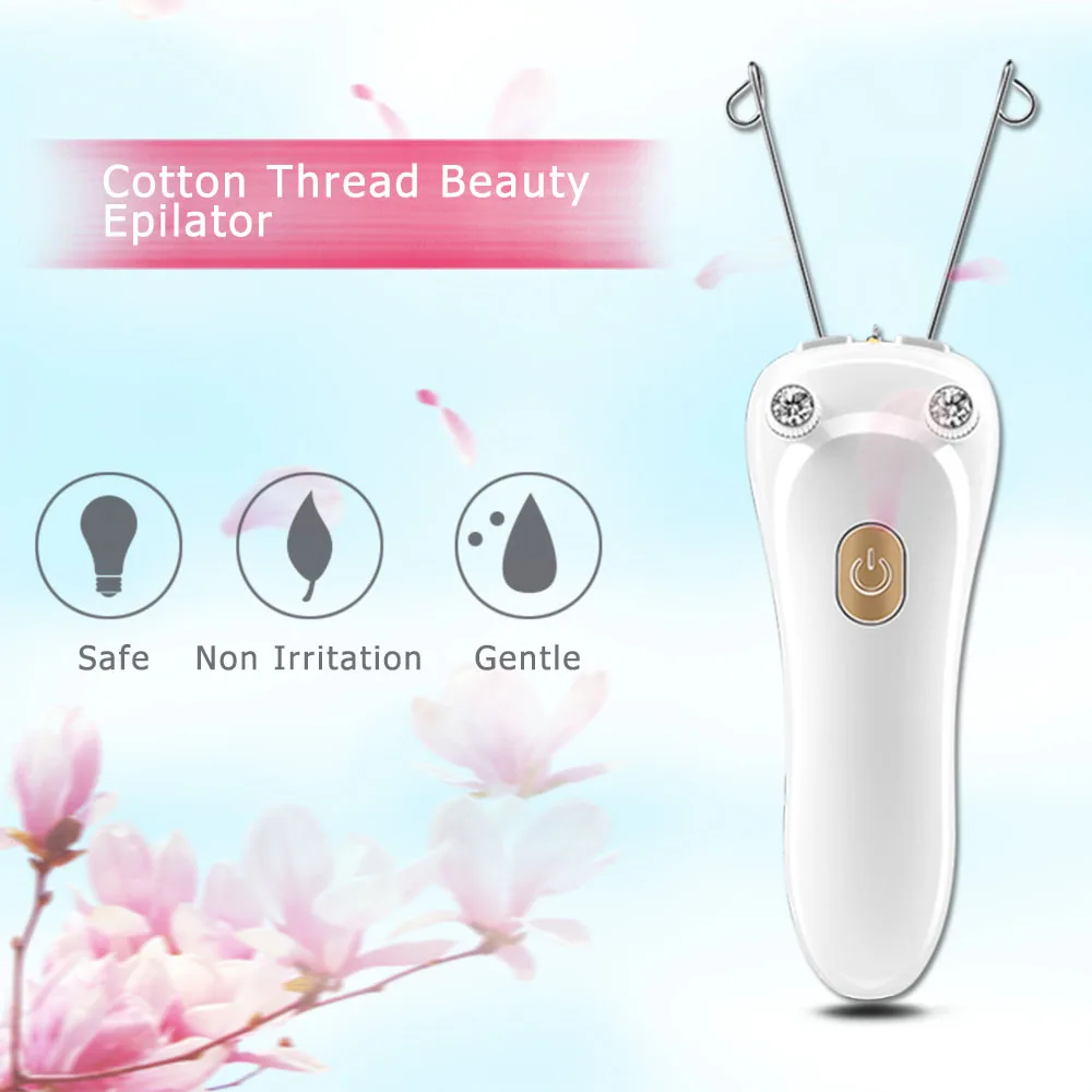 Portable Electric Threading Epilator Hand Leg Facial Hair Remover Women Hair Removal with Cotton Thread