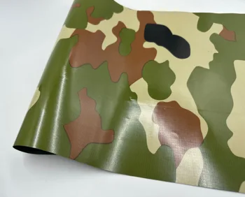 Outdoor Pvc Awning Coated Tarpaulin Fabric Camouflage Sunshade Heat Insulation Pvc Tent Tarpaulin