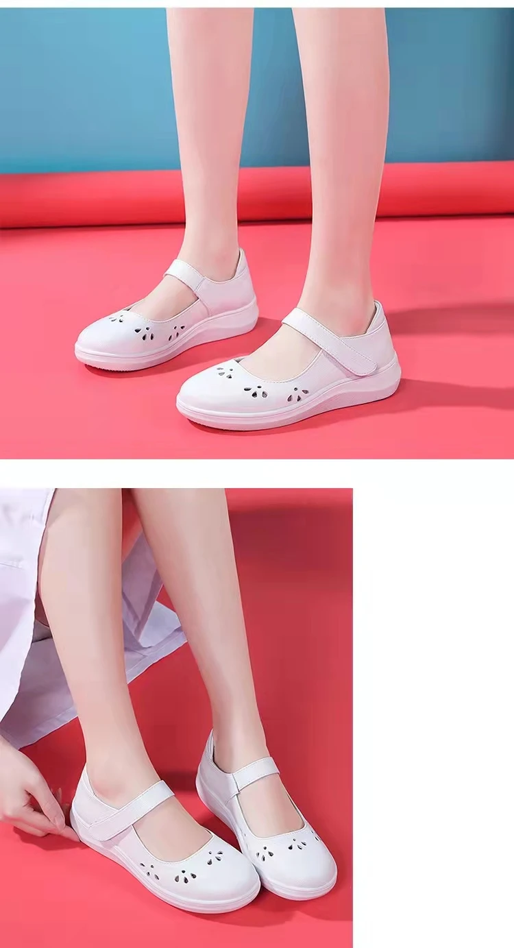Anti-slip Nursing Shoes Hospital for Women White Shoes Comfort Breathable Soft Bottom Flat Nurse Safety Work Shoes