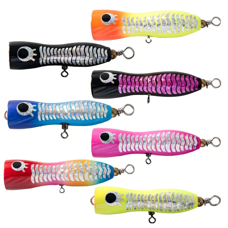 木製ポッパー ルアーキット 15g 30g マグロ釣り用トップウォーター