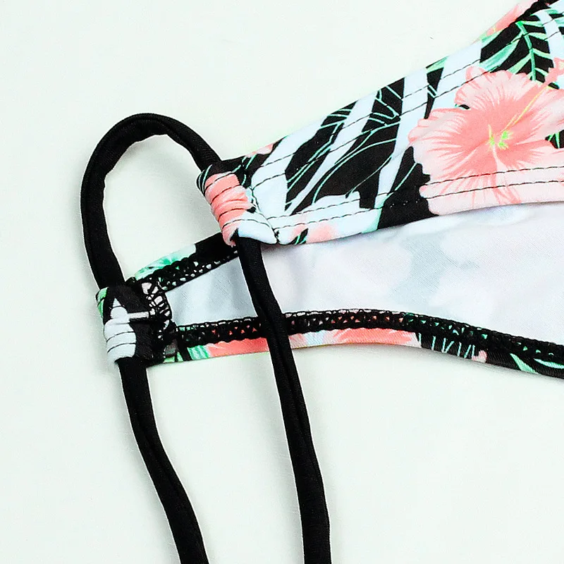 Oem Womens Triangle Bikini Floral String Bikini Set Two Piece Swimsuit