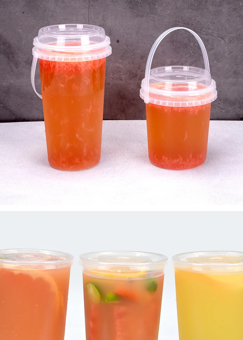 Custom Printing Plastic Cups 700ml 1000ml fruit juice Hard PP bubble tea cup Boba Fruit Drink Cups with Lid supplier