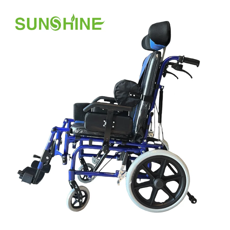 WH964 Steel Manual Multi-Adjustable Wheelchair for Pediatric Hospitals Disabled Patients with Cerebral Palsy
