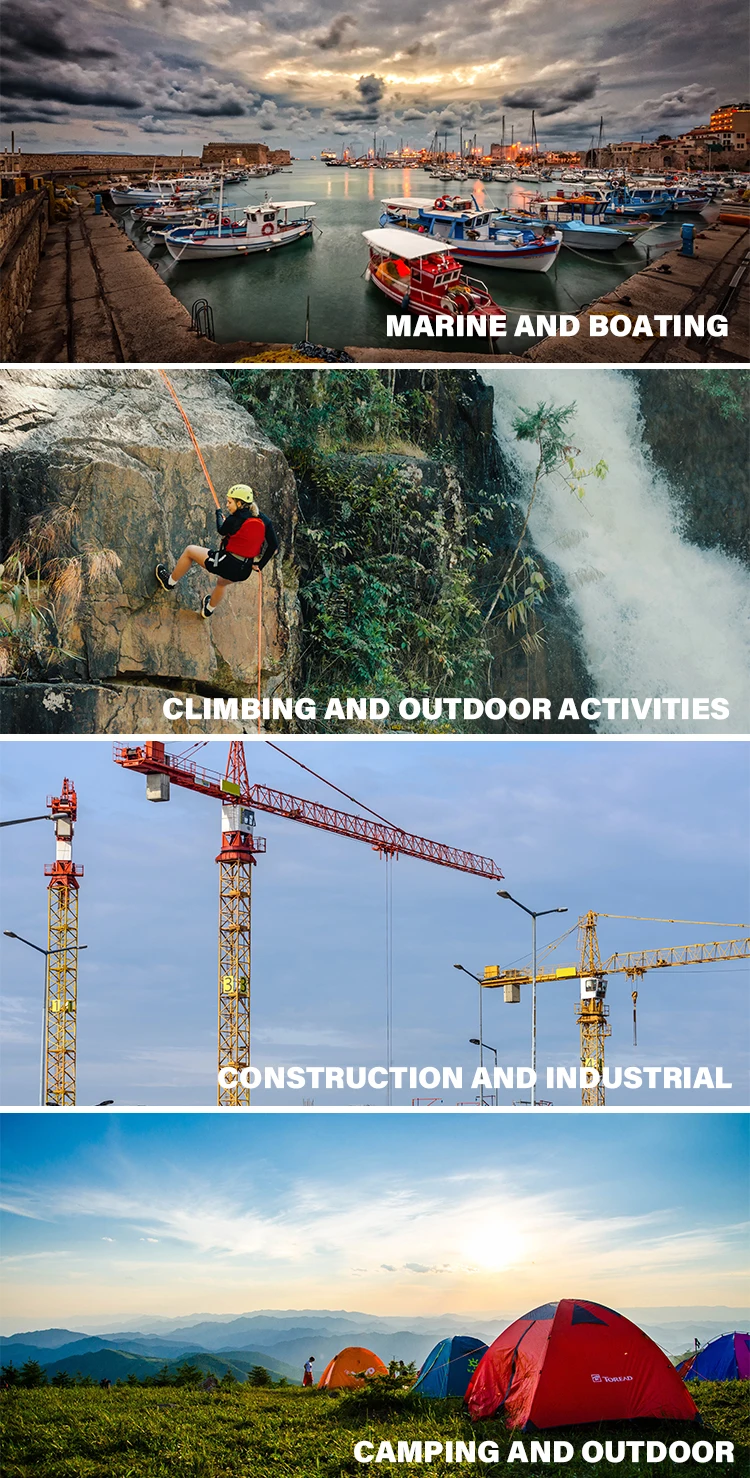 High Strength Polyester Nylon Braided Rope Marine Towing Arborist Rock