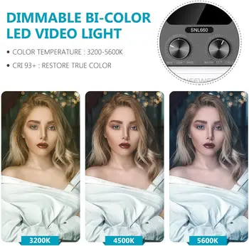 Neewer Metal Frame 660 LED Video Light Dimmable BI-Color with APP Intelligent Control System and LCD Screen product image