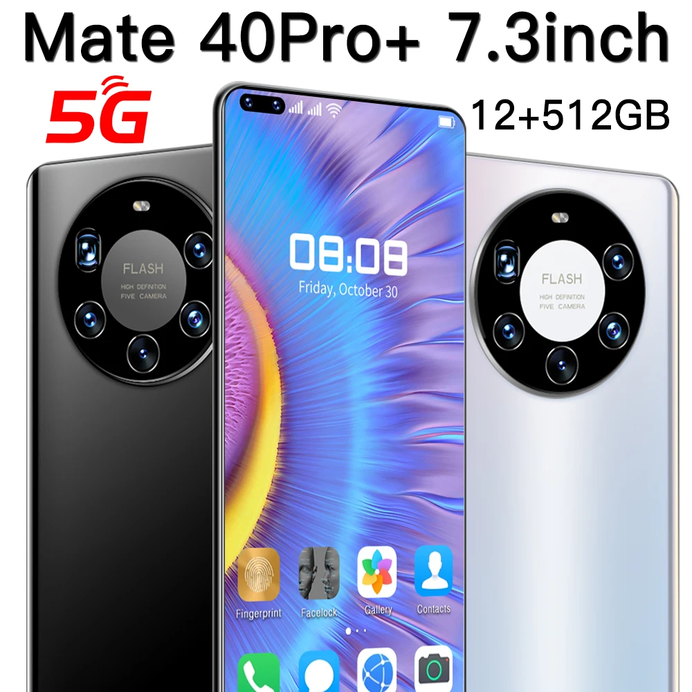 Хит продаж Mate 40 Pro + 12 Гб + 512 Гб 7,3 дюйма полный дисплей Android 10,0 мобильный смартфон