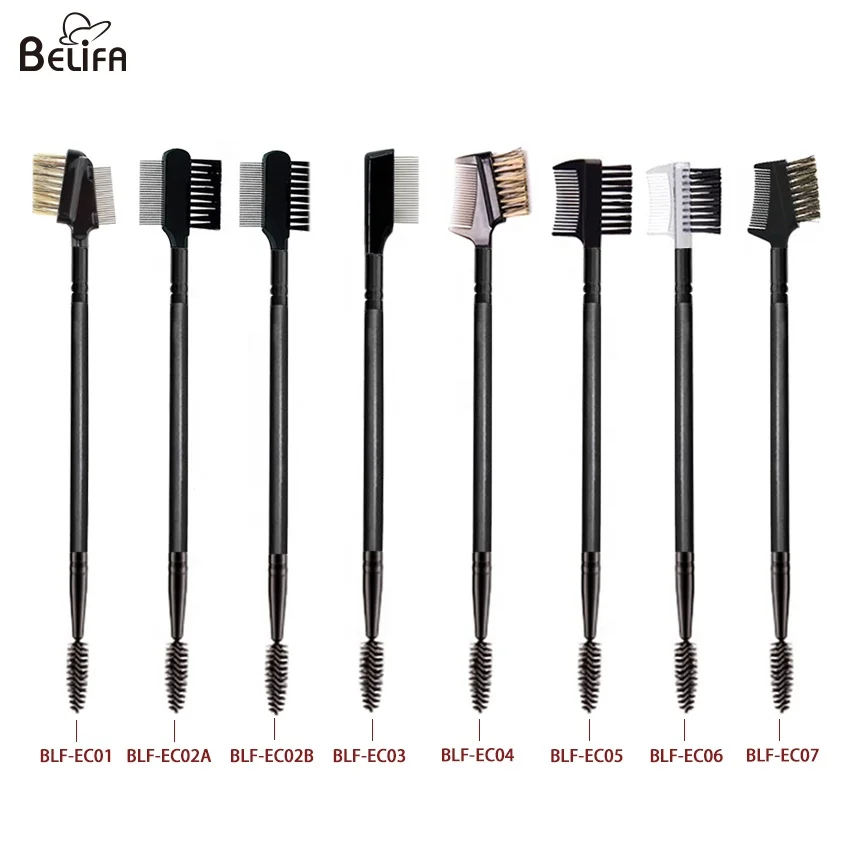 Custom Logo Eyebrow Mascara Wand Spoolie Brush Double End Metal Or