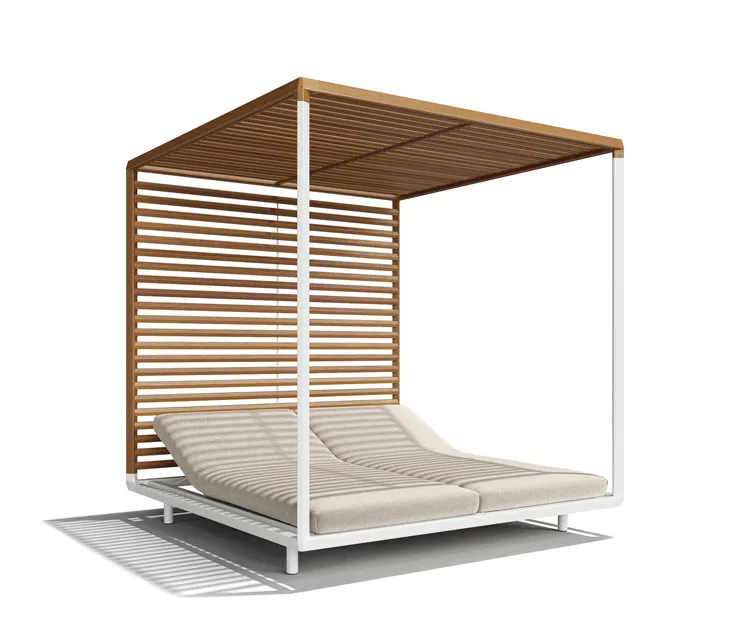 Hot Sale Modern Big Canopy Sun Bed Garden Pool Waterproof Patio Metal