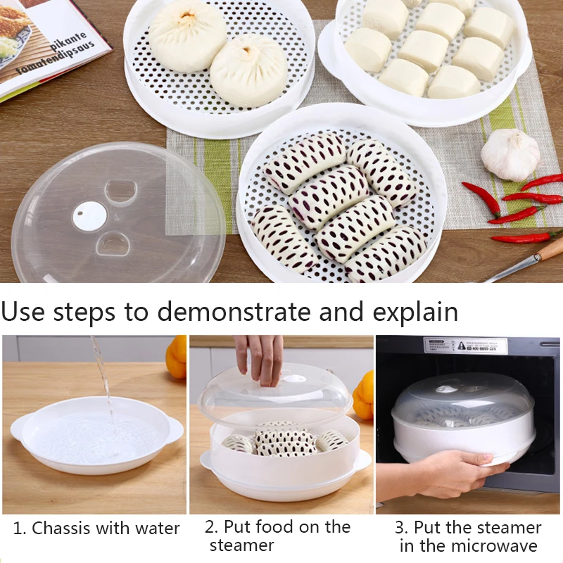 Plastic Microwave Oven Reuse Steamer Ecofriendly Pp Steamed Buns
