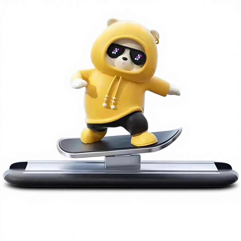 Car Dashboard Skateboard Ornament Cute Bear Figurine Plastic Fashionable Interior Accessories